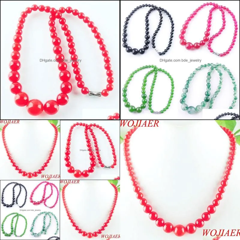 red jade gem stone 6-14mm graduated round beads women necklace 17.5 inches strand jewelry f3002