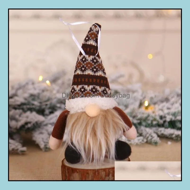 Christmas Ornament Knitted Plush Gnome Doll Gift Tree Wall Hanging Pendant Holiday Decorations