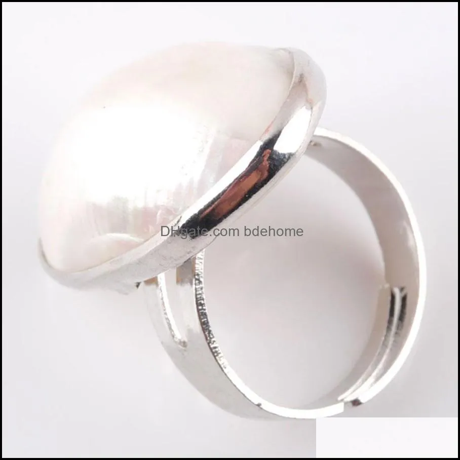 natural abalone shell beads adjustable rings for men women reiki white sea shells pearl wedding engagement x3052
