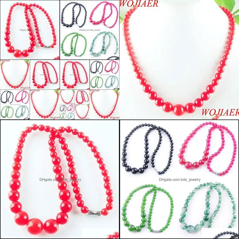 red jade gem stone 6-14mm graduated round beads women necklace 17.5 inches strand jewelry f3002