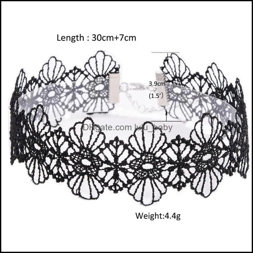 10pcs/set mixed colors lace flower choker tattoo necklace for women girl clavicle collares jewelry gift