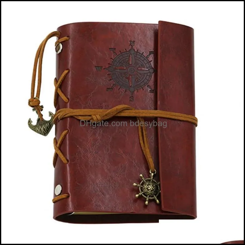 Notepads Retro Spiral Notebook Diary Notepad Vintage Pirate Anchors PU Leather Note Book Replaceable Stationery Gift Traveler Journal