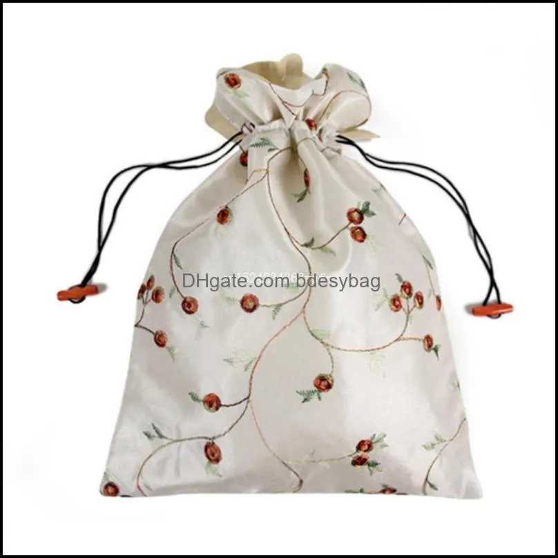 Storage Bags 200pcs Traditional Chinese Bag Embroiderd Drawstring Women Highheel Silk Shoe Pouch Purse 27*37cm1