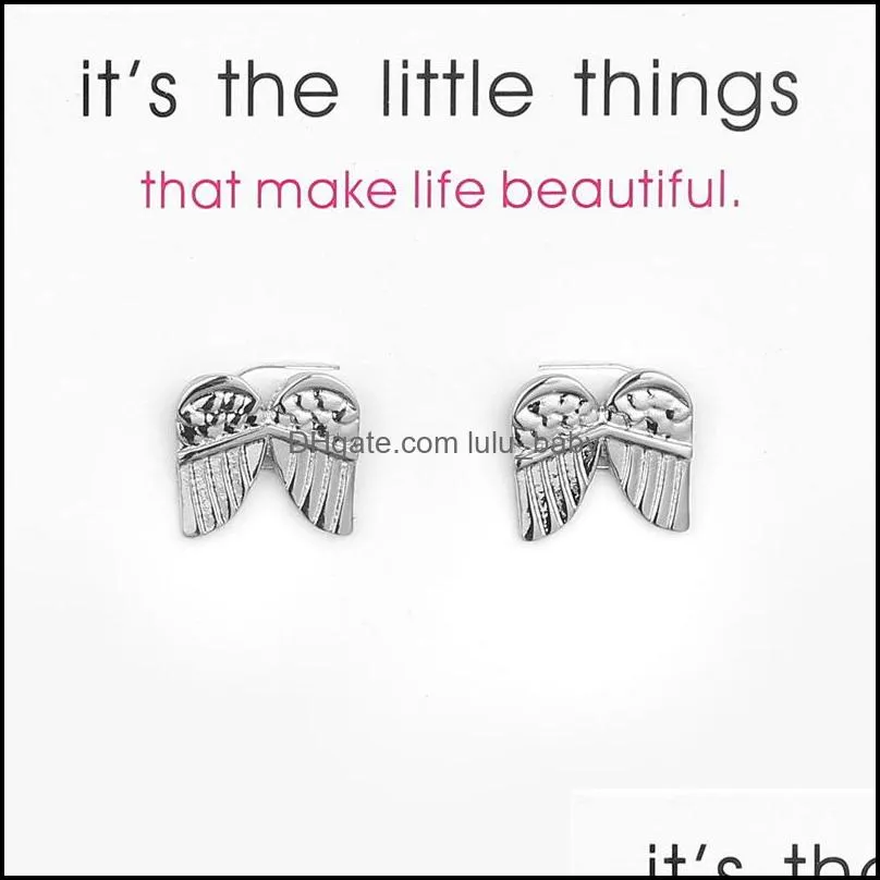 angel earrings alloy exquisite gold silver colors stud earrings women`s cute charming card jewelry gifts for girls