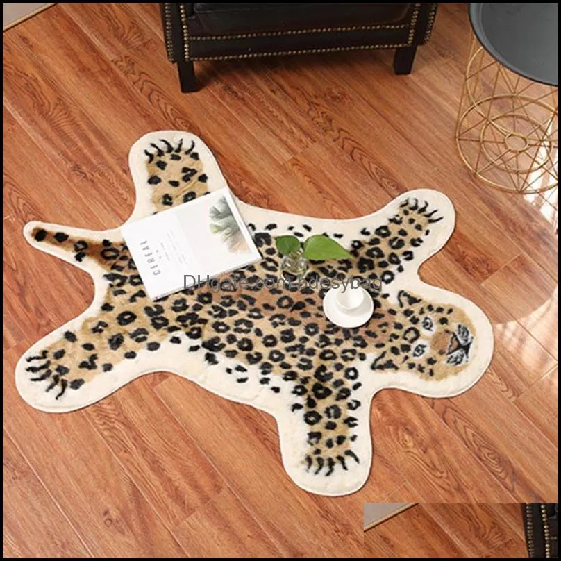 Carpets Soft Tiger Printed Home Decor Washable Faux Skin Bedroom Coffee Table Carpet Area Rug Living Room Mat Long Plush Non Slip