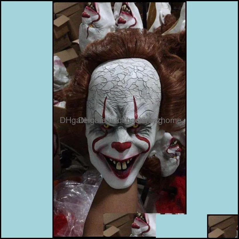 Party Masks Festive Supplies Home Garden Sile Movie Stephen Kings It 2 Joker Pennywise Mask Fl Face Horror Clown Late Dhqc8