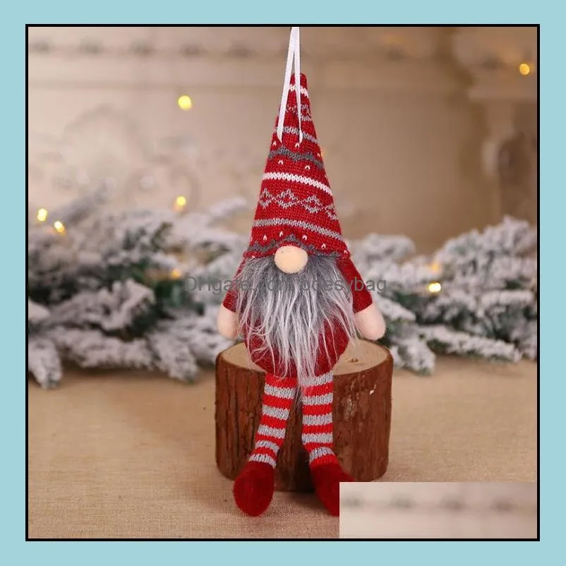 Christmas Ornament Knitted Plush Gnome Doll Gift Tree Wall Hanging Pendant Holiday Decorations