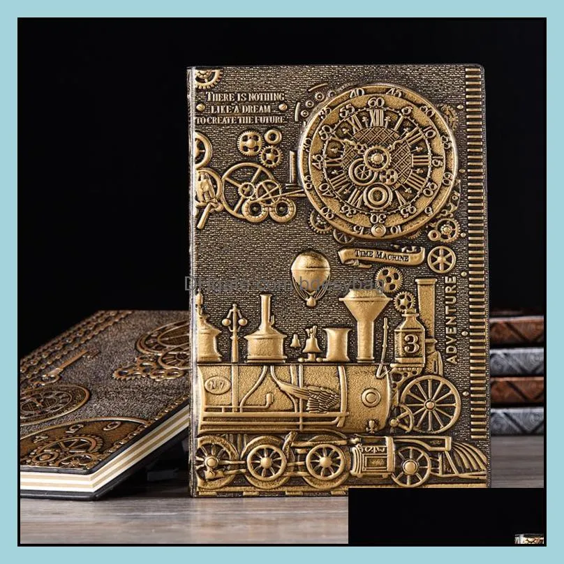 Retro Notebook Handmade Hardcover Pu European Relief Diary Printing Decoration Exquisite Book Gift