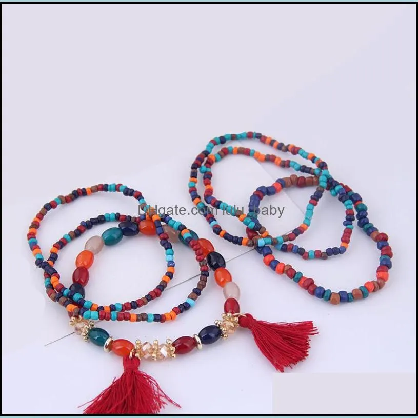 20pcs/lot bohemian beaded bracelets for women girls multilayer stretch stackable bracelet bangle multicolor beach boho jewelry