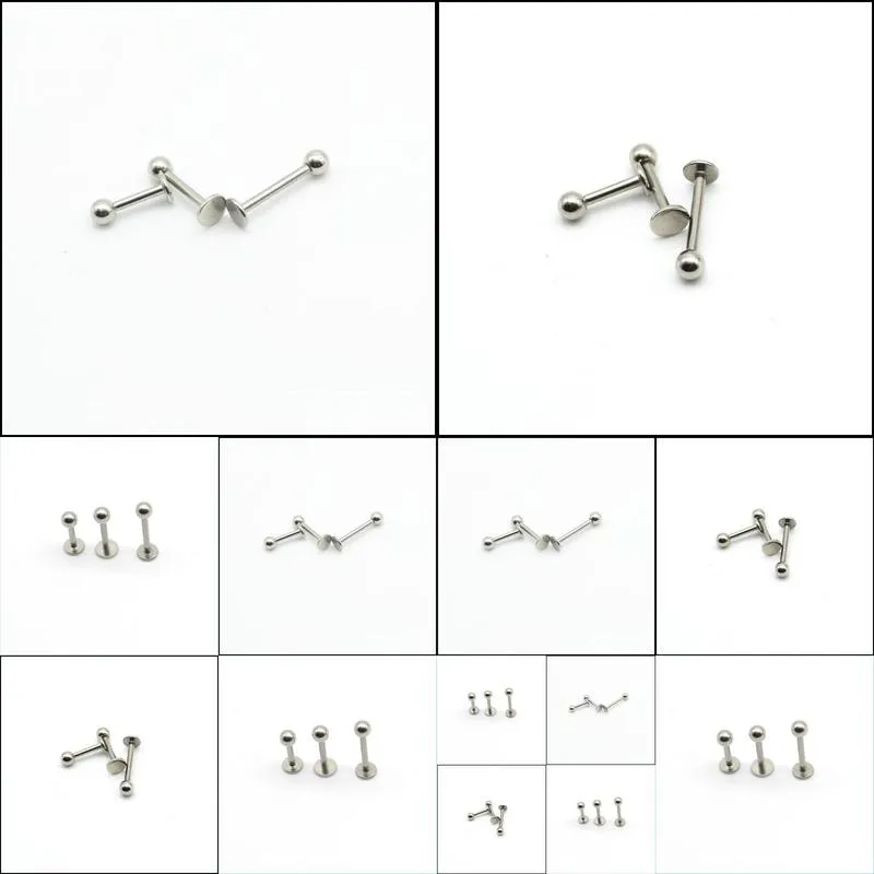 labret ring lip stud bar surgical steel 16 gauge popular body jewelry cartiliage tragus monroe piercing chin helix ball 16g