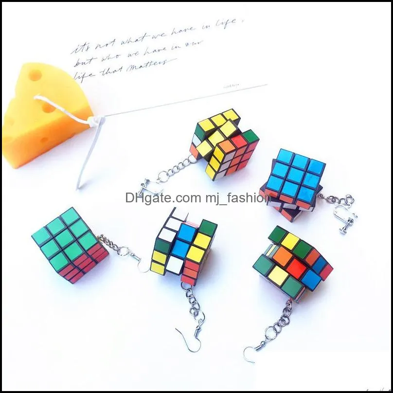 exaggerated magic cube dangle drop earrings for women party jewelry personalized long earring punk fashion accessories