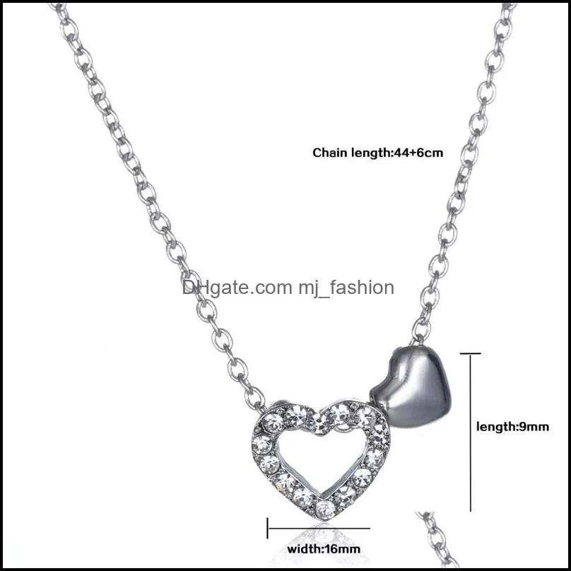 hollow love heart pendant necklaces silver micro inlaid clavicle fine woman`s jewelry charm choker chain gift
