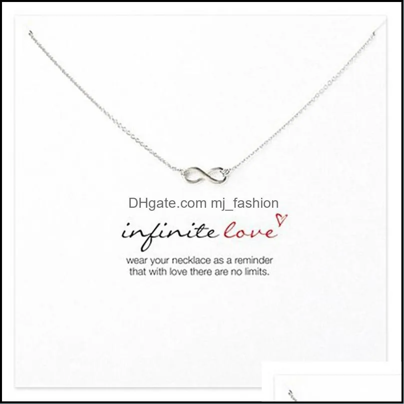 choker necklaces with card gold silver eight pendant necklace for fashion women jewelry infinite love