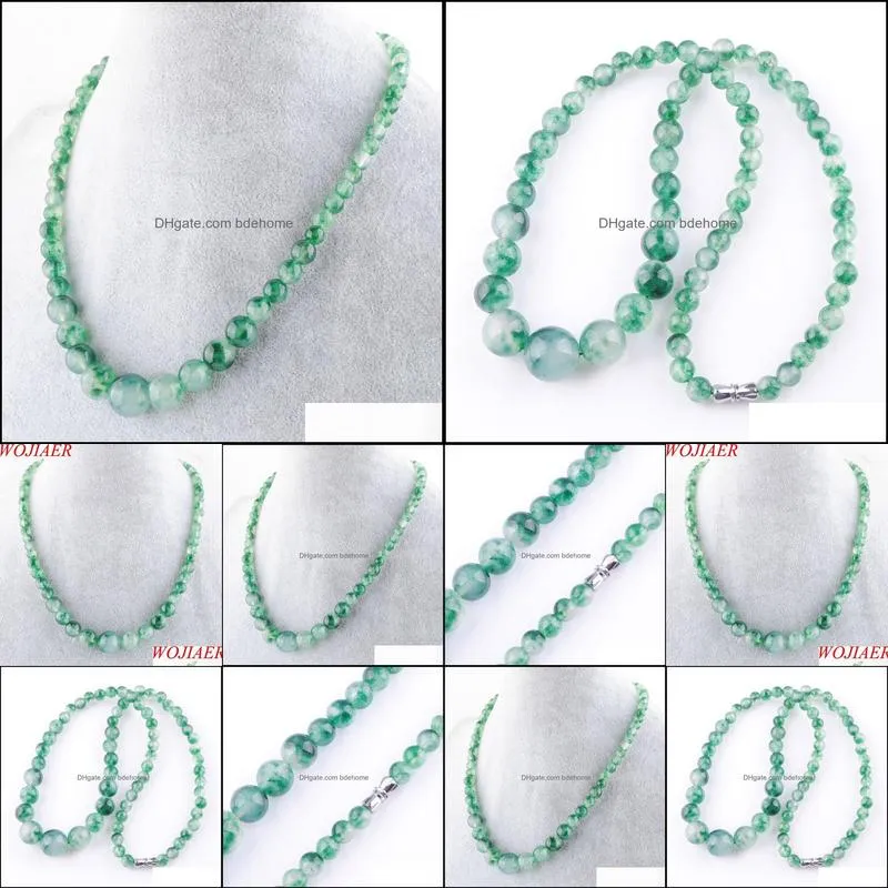 jasper gem stone 6-14mm graduated round beads women necklace 17.5 inches strand jewelry f3003