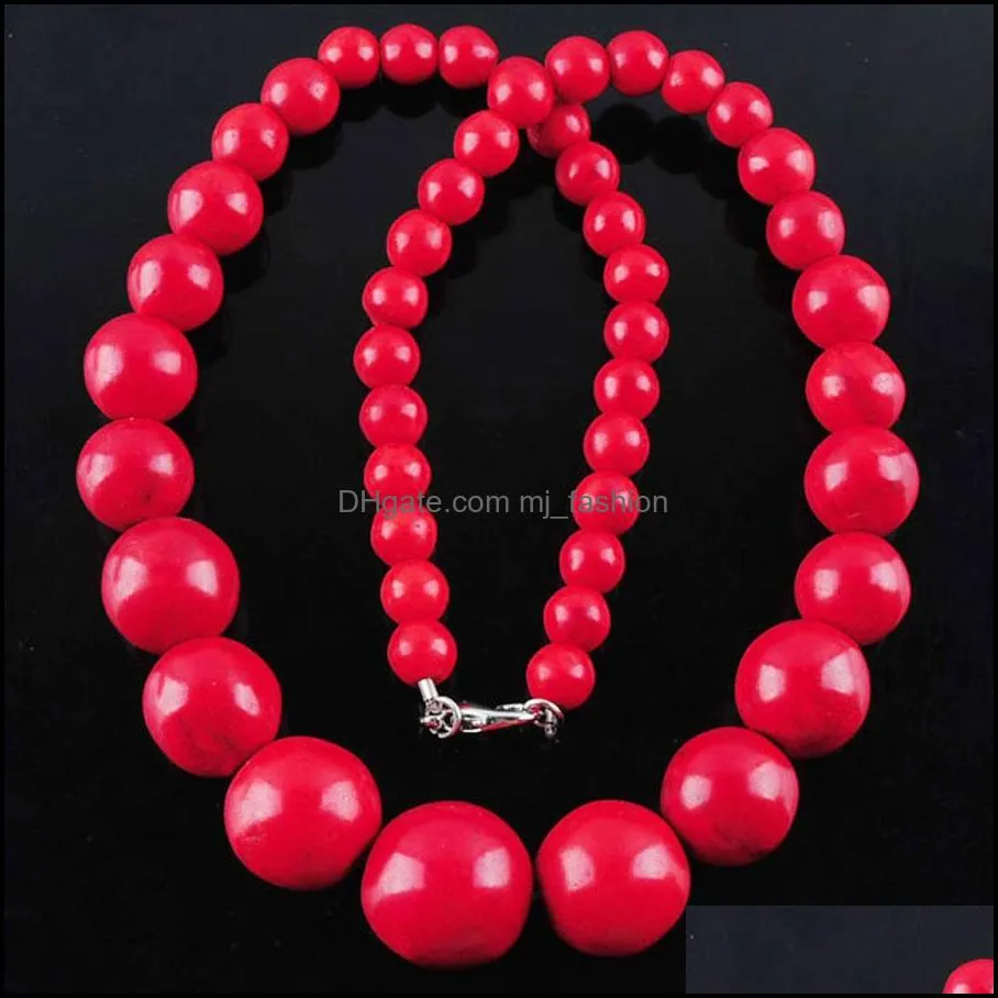 women jewelry necklaces natural gem stone white red blue turquoise graduated round beads strand 19 inches bf313