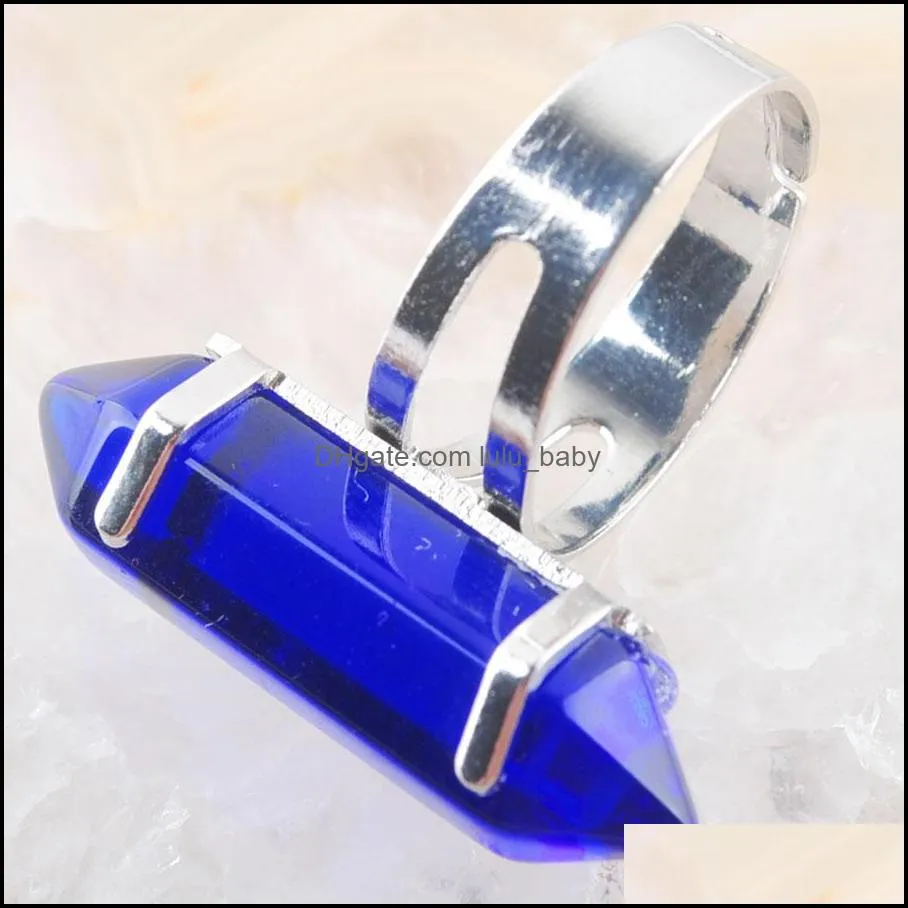 natural dark blue green quartz rings gem stones healing reiki chakra beads ring 20mm (0.8