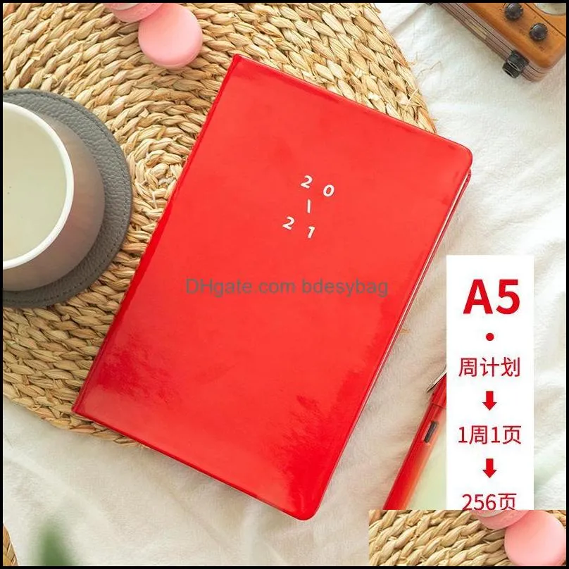 Notepads 2021 Schedule Original Leather Waterproof A5 Work Plan Daily Time Management Manual Weekly Notebooks Office Stationery