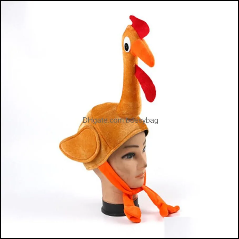 Christmas Decorations 10pcs Adult Child Cute Chicken Head Mask Plush Rooster Hat Farm Animal Bird Party Halloween Costume Accessory Gift