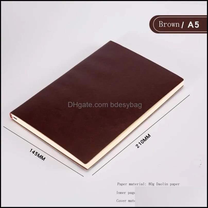 Notepads Soft Business Leather Diary Notebook A6 A5 B5 PU Travelers Journal Thicken School Office Meeting Record Notepad