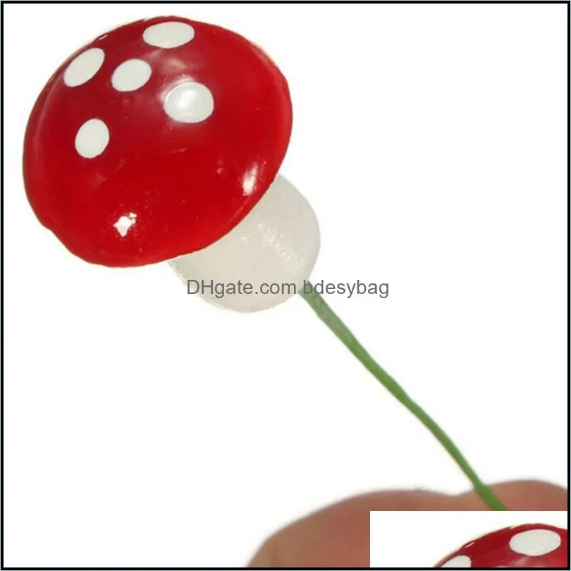 Arts And Crafts Wholesale- Mini Red Mushroom Garden Ornament Miniature Plant Pots Fairy DIY Dollhouse1