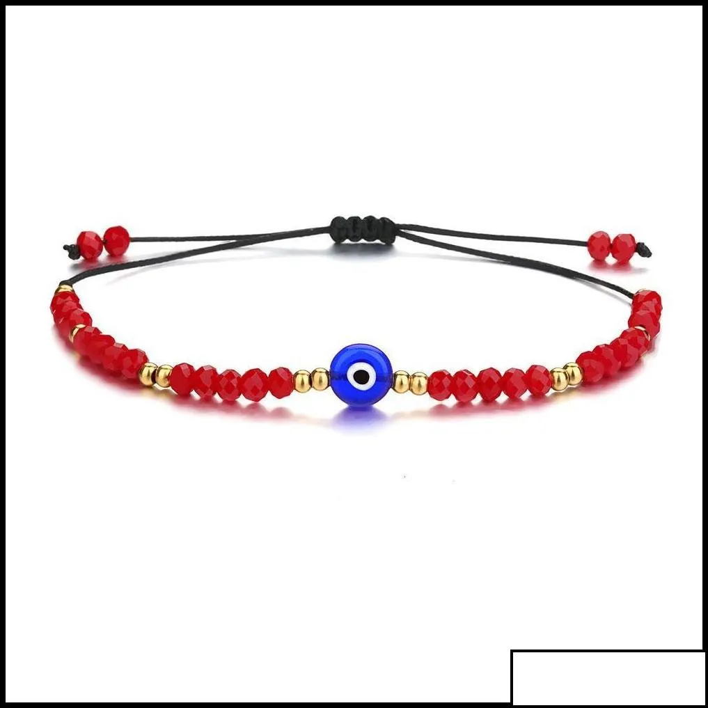 charm bracelets jewelry braided evil blue eye bracelet handmade colorf crystal beads for women girl drop delivery 2021 qvsrl