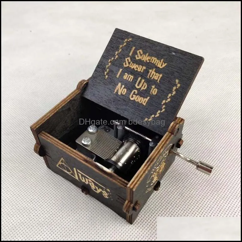 Classical music box carving hand-operated wooden crafts Home Decor DIY customization