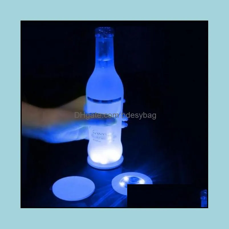 Blinking Glow LED Bottle Sticker Coaster Lights Flashing Cup Mat For Christmas Party Wedding Bar Vase Decoration Light