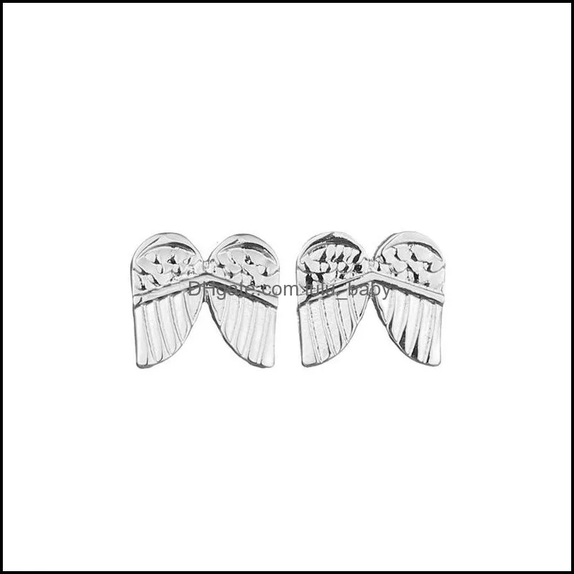 angel earrings alloy exquisite gold silver colors stud earrings women`s cute charming card jewelry gifts for girls