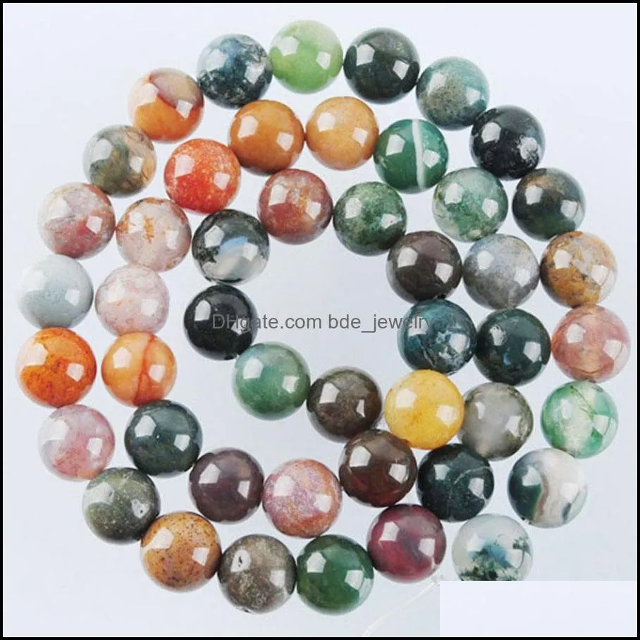 indian agate stone loose round ball beads for women`s jewelry making diy necklace jewellery 4 6 8 10 12mm 15.5inches by922