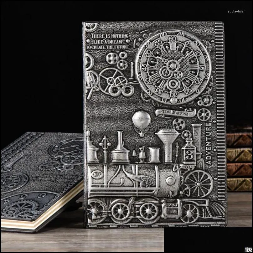 Retro Notebook Handmade Hardcover Pu European Relief Diary Printing Decoration Exquisite Book Gift