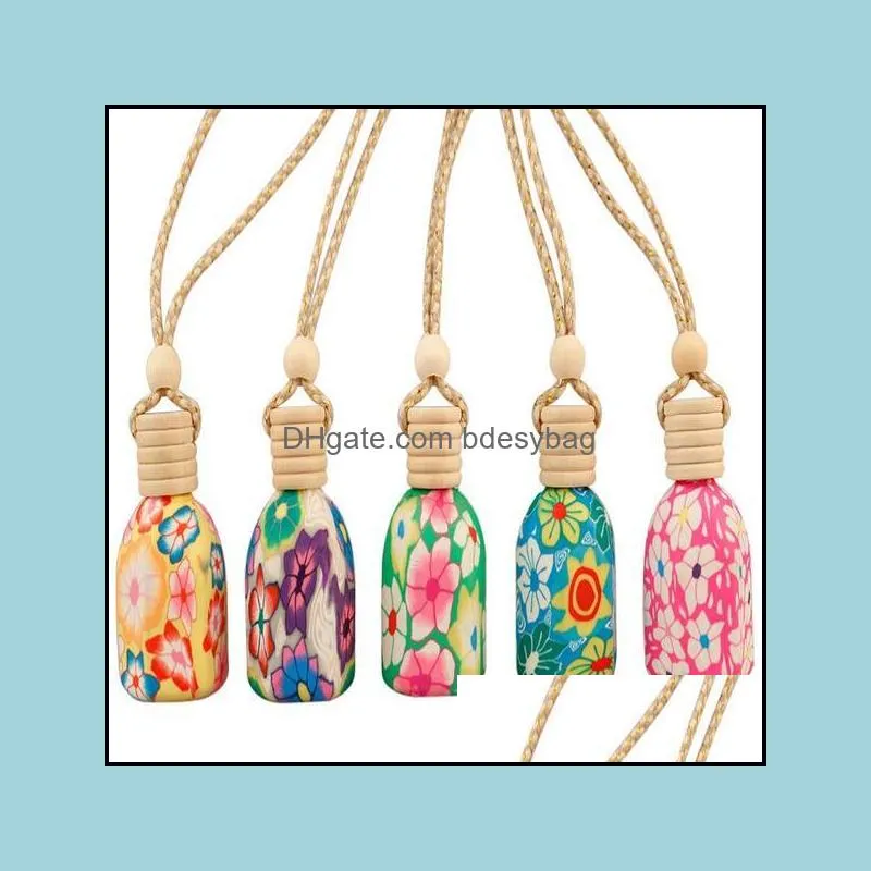 Polymer Clay Essential Oils Diffusers Car Perfume Bottle Cars Hanging Decoration Perfumes Pendant Bottles Fragrance Air Fresher