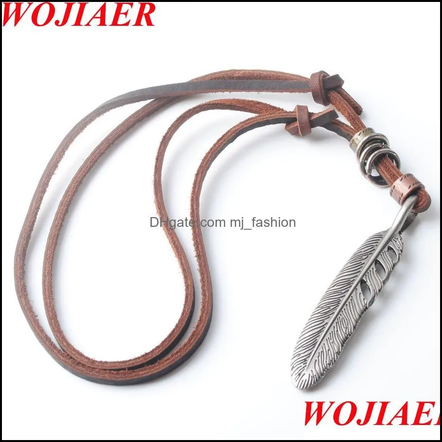 leather necklace for men women bronze pendant chokers vintage tone solid metal adjustable necklace bc023