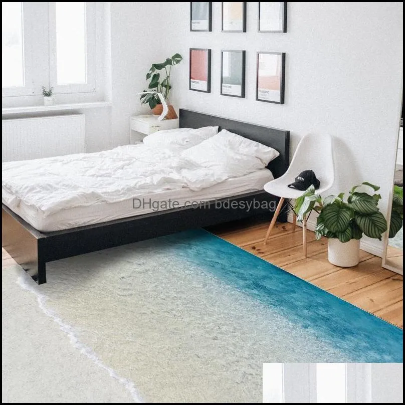 Carpets Sunshine Beach Wave Pattern For Living Room Bedroom Area Rug Kids Play Mat 3D Printed Home Large Carpet