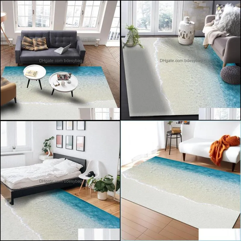 Carpets Sunshine Beach Wave Pattern For Living Room Bedroom Area Rug Kids Play Mat 3D Printed Home Large Carpet