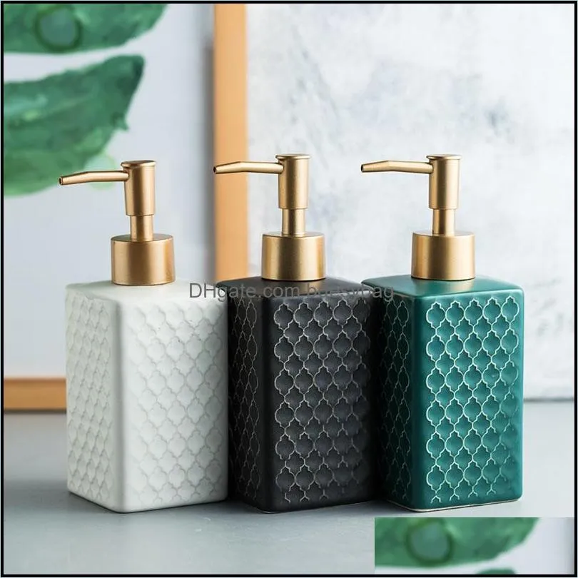 Bath Accessory Set Simple Ceramic Bathroom Hand Sanitizer Shower Gel Shampoo With Emulsion Press Bottle Hygiene1