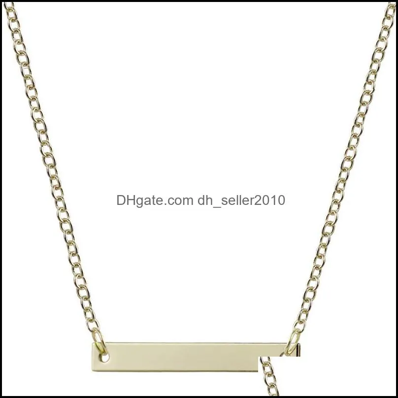 Women Necklace Jewelry Bar Necklaces Stainless Steel Lady Fashion Long Tag Pendant Chain