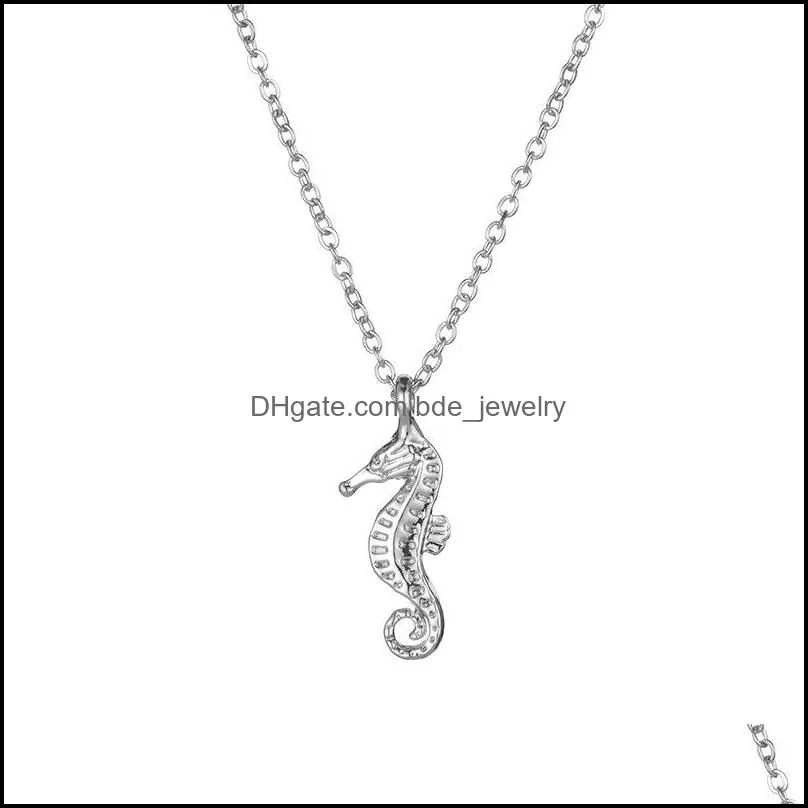 seahorse pendant necklace for women charm jewelry gold silver color wish card necklaces choker jewelry gifts