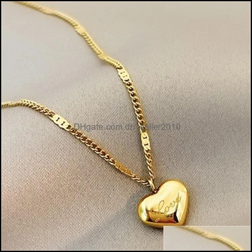 Stainless Steel Gold Color Love Heart Necklaces For Women Chokers Trend Fashion Festival Party Gift Jewelry