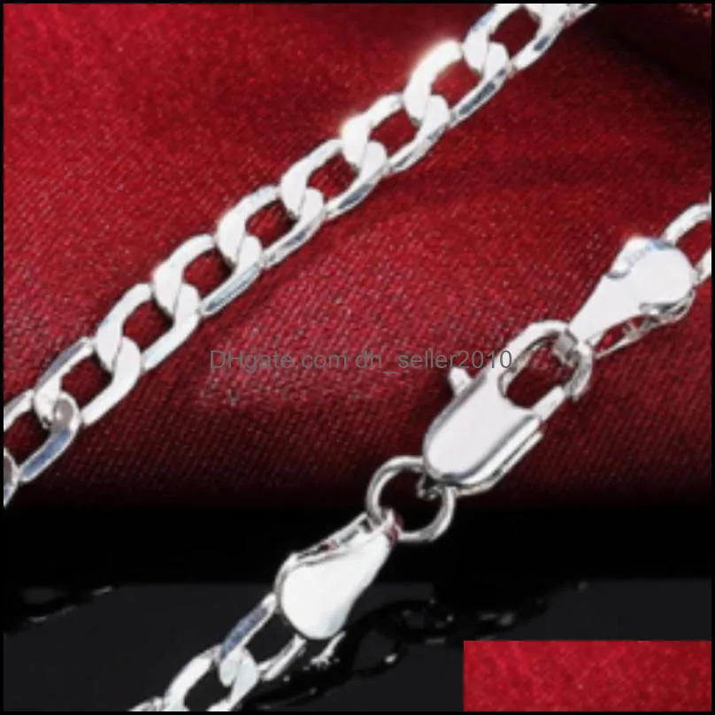 925 Sterling Silver Chains 16/18/20/22/24/26/28/30 Inch 4mm Sideways Necklace For Women Man Fashion Wedding Charm Jewelry 1241 T2