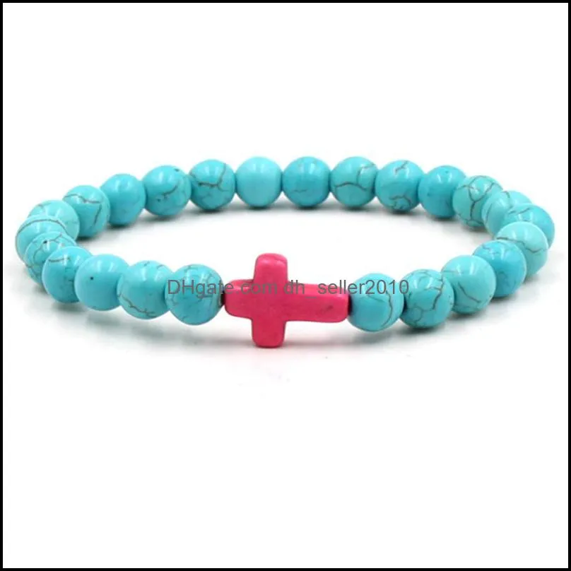 Beaded Strands Turquoise Bracelet Turquoises Stone New Jewelry Woman Man Fashion Accesories Beads Bracelets Jesus cross bracelet 100