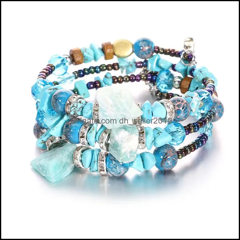 Bohemian Beads Charm Bracelets Fashion Design Imitation Crystal Stone Bangles for Women Multilayer Men Jewelry Gifts 12 Colors 1165 B3