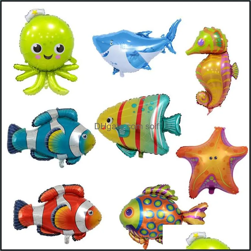 Shark Octopus Balloon Seahorse Animal Shape Balloons Kid Aluminum Film Airballoon Thin And Light Multipl Styles