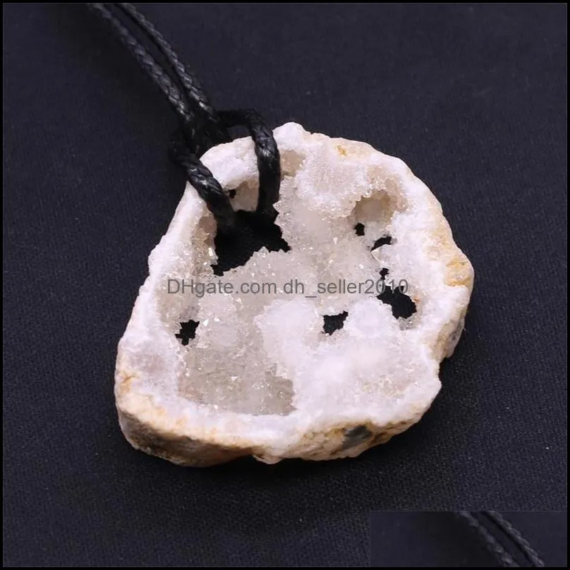 Exquisite Natural Stone Pendant Necklace Agate Crystal Cluster Section Necklaces Jewelry Accessories Handmade Man Woman Ornaments 1 36qs