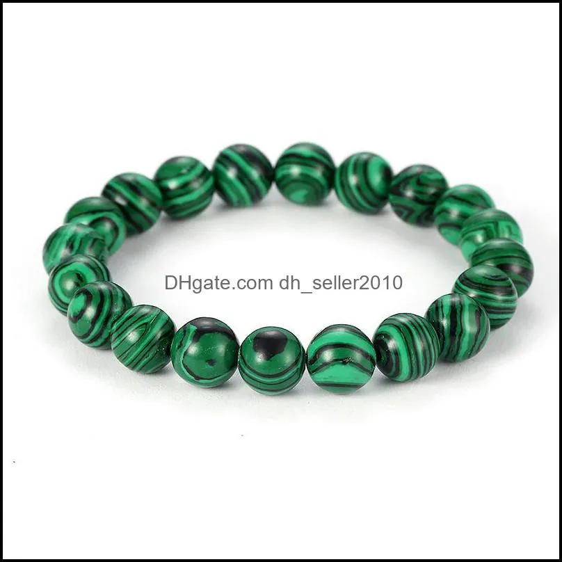 Popular blue Malachite 6 8 10 12 14 mm men`s and women`s fashion Elastic Bracelet 2215 Q2