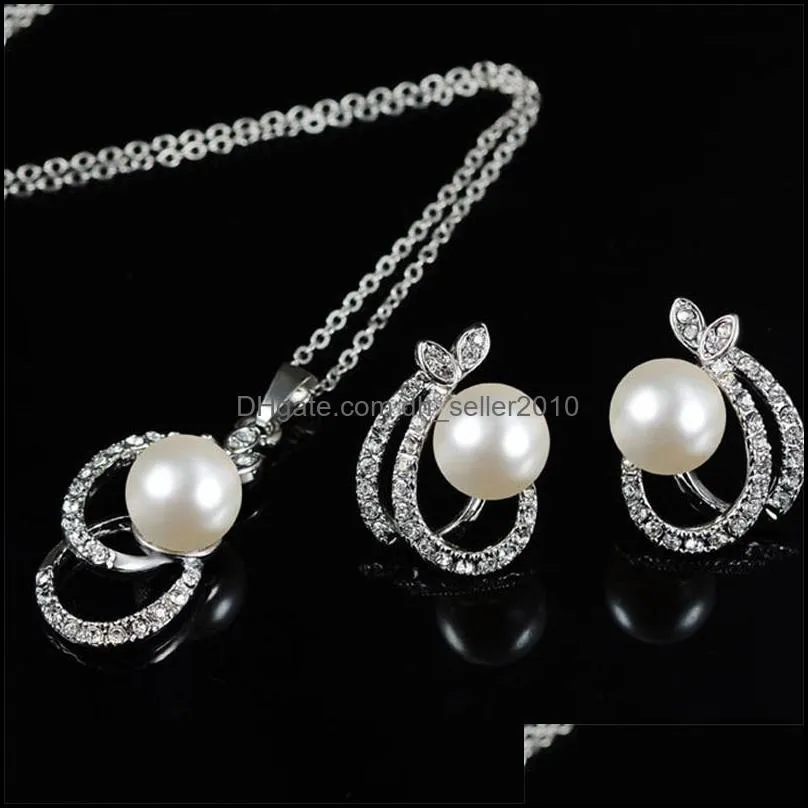 Fashion Simulated-pear Jewelry Set necklace earrings two PCS Per Set African Beads Jewelry Parure Bijoux Femme