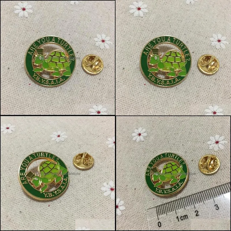 100pcs custom masonic lapel pin green brooches Are you a turtle Freemason metal craft badges for masonry charity