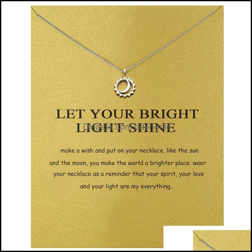 card choker necklaces with card gold silver sun moon pendant necklace for fashion women jewelry let your bright light shine