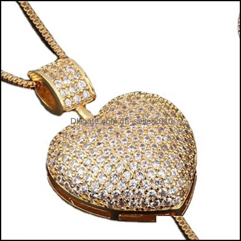Charming Women Jewelry Gold Plated Full CZ Heart Necklace Rings for Girls Women for Party Wedding Nice Gift 3745 Q2