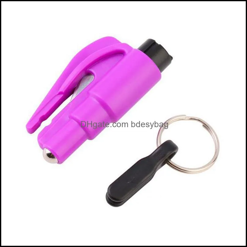 multicolor car safety hammer spring type escape window breaker punch seat belt cutter keychain auto accessories