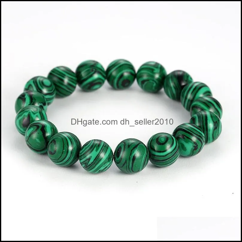 Popular blue Malachite 6 8 10 12 14 mm men`s and women`s fashion Elastic Bracelet 2215 Q2